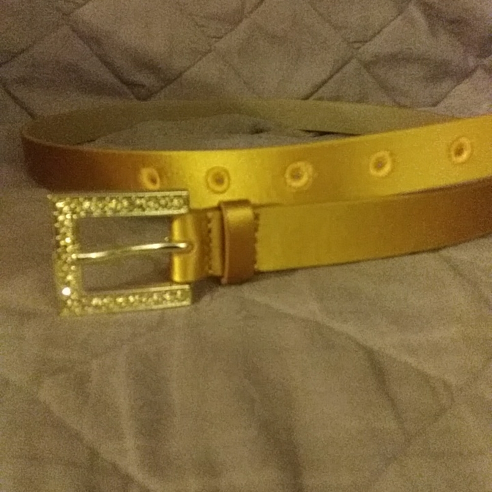 Talbots M Gold Cotton / Silk Lined Belt